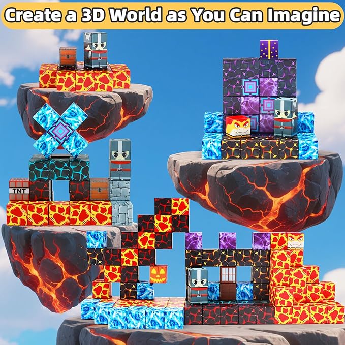 Magnetic Blocks, Magnet Blocks Build 3D World Stacking Toys, STEM Sensory - Image 3