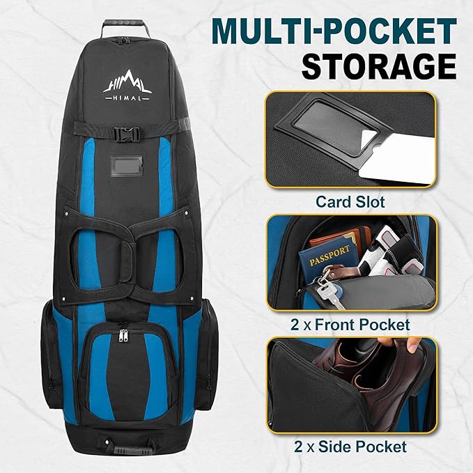 Soft-Sided Golf Travel Bags for Airlines with Wheels, Golf Club Travel Covers 900D Wear-Resistant Oxford, Waterproof, Universal Size