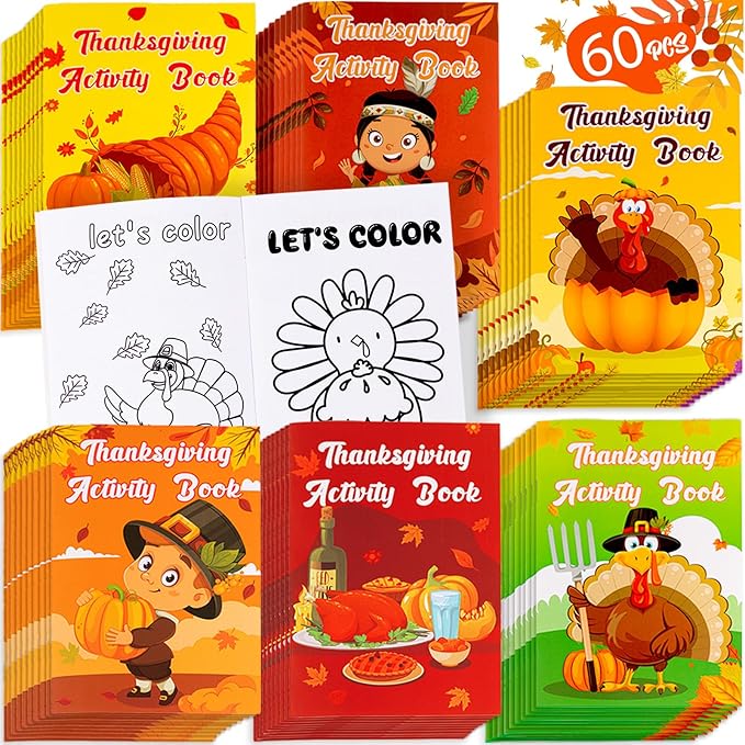 60PCS Thanksgiving Activity Books Party Favors by Winrain