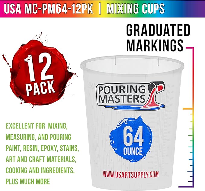 Pouring Masters 64 Ounce Graduated Plastic Mixing Cups - Image 2