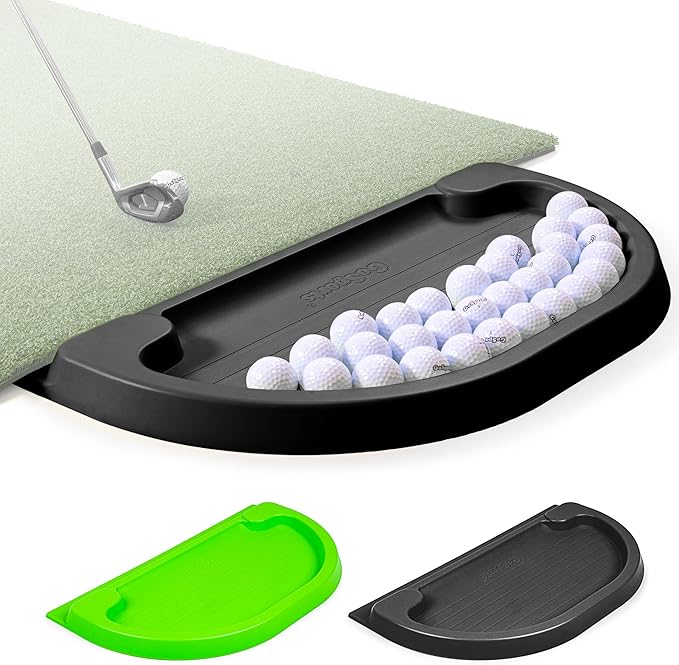 GoSports All-Weather Golf Ball Trays with 70 Ball Capacity - Black or Green - Compatible with All Hitting Mats