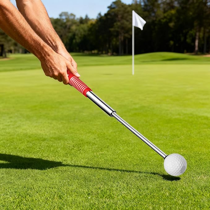 Retractable Golf Swing Training Aid – Golf Swing Trainer with Ergonomic Grip & Audible Feedback | Golf Swing Corrector for Tempo, Balance & Accuracy | Indoor & Outdoor Golf Practice Tool