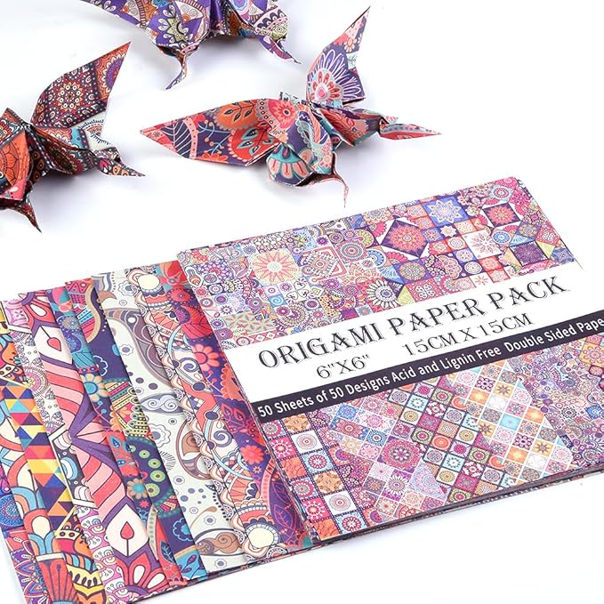 Origami Paper Kit 100 Sheets 70GSM 6 Inch Square Double Sided Color 100 Vivid - Image 4