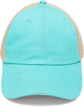 Criss Cross Hat Washed Distressed Baseball Cap Ponytail Hat High Messy Bun Ponycap for Women