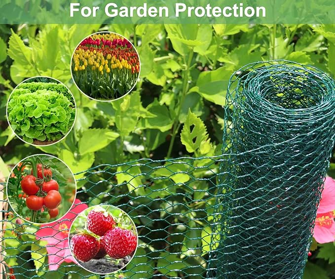 Chicken Wire 15.7 x 315 Inches Chicken Wire Fencing Mesh Green PVC Coated - Image 4