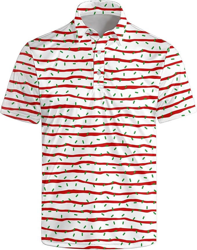 Golf Polo Shirts for Men Funny Print Short Sleeve Golf Shirts Performance Golf Polos