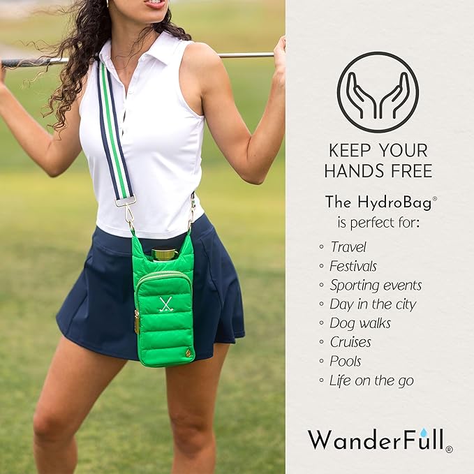 WanderFull® Original HydroBag® Collection, Water Bottle Holder, Gift for Women, Mom, Girlfriend, w/Strap & Phone Pocket, Hands-Free Crossbody Water Bottle Bag