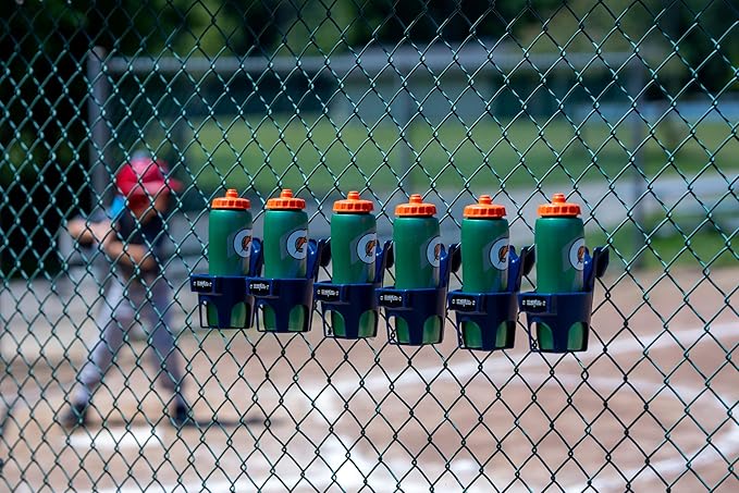 Fence Cup Holder | Drink Holder for Chain Link Fence | Fits Stanley, Yeti & Gatorade | Baseball Dugout, Softball, Pickleball & Tennis | Made in USA | The Fence Buddy (Dark Blue)