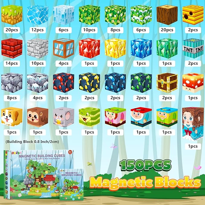 Magnetic Blocks, Magnet Cubes Building Blocks Toddler Travel Toys - Image 2