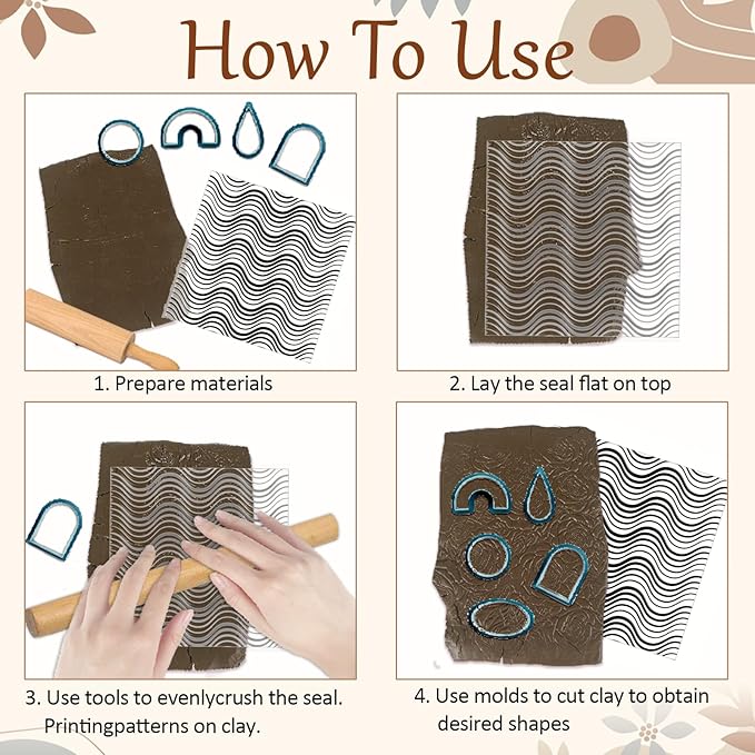 CHGCRAFT Wavy Lines Pattern Polymer Clay Texture Sheet Modern Gradient Art - Image 4