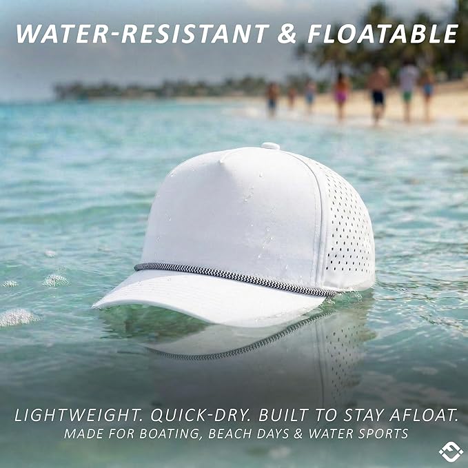 Funky Junque Performance Waterproof Golf Rope Hat – Cool Breathable Workout 5 Panel Snapback Cap for Men