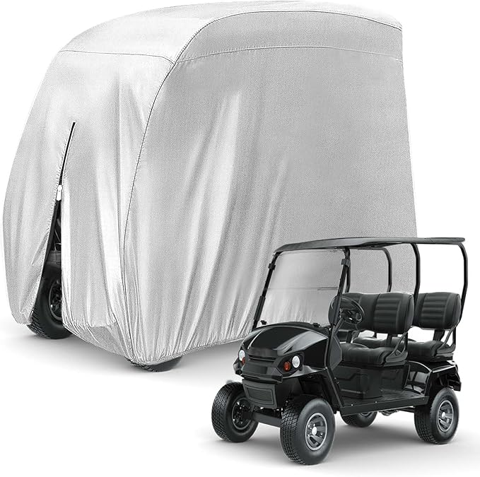 KISEER 4 Passenger 420D Waterproof Golf Cart Cover fits EZ GO Club Car Yamaha, Sunproof Dustproof