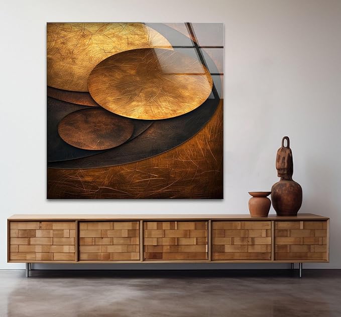 My Photostation.com Round 24'' Bronze Art Deco Geometric Motifs Glass Wall Art - Image 9