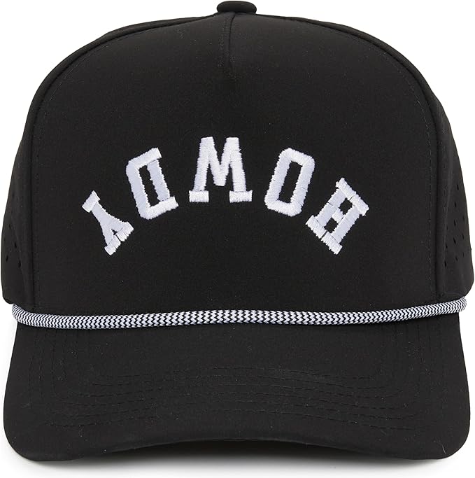 Funky Junque Performance Waterproof Golf Rope Hat – Cool Breathable Workout 5 Panel Snapback Cap for Men