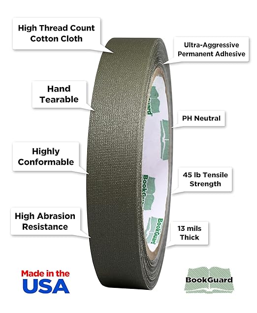 BookGuard 0.75 inch Premium Bookbinding Repair Cloth Tape, 15 Yard Roll - Image 5