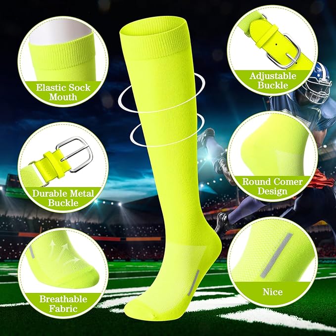 Haysandy Baseball or Softball Sock and Belt Combo Set 3 Football Baseball Socks with Softball Belt for Youth Boys Kids