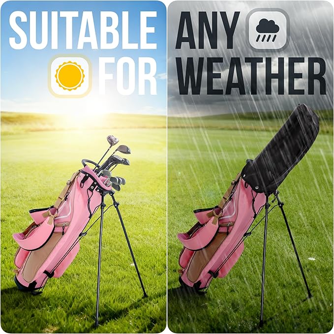 Ultra-Lite Golf Stand Bag - 3 Lbs, 4 Way Divider Portable Golf Club Carry Bag, Water-Repellent Golf Travel Case with Rain Hood, Golf Gifts for Men and Women
