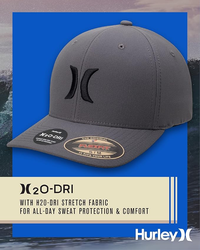 Hurley Men's Caps - One & Only Flexfit Baseball Cap - Fitted Hats for Men (S-XL)