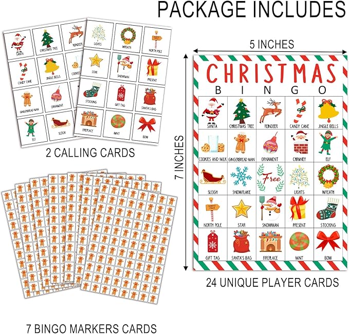 Christmas Bingo Cards, 24 Players Xmas Bingo Cards - Image 2