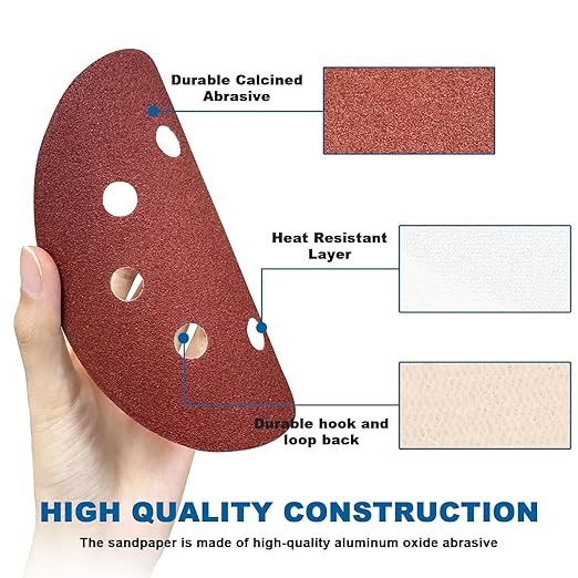 5 Inch 8 Hole Sanding Discs, Round Aluminum Oxide Sand Paper Discs - Image 4