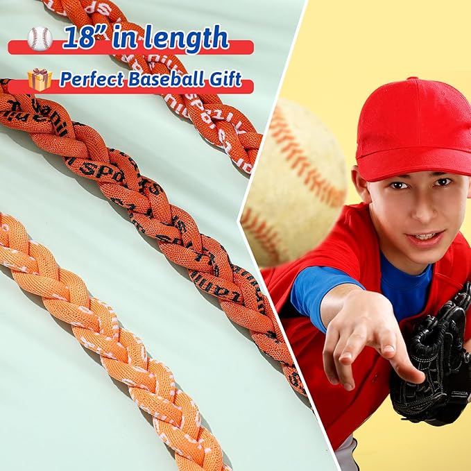 Junkin Baseball Necklaces Three Braided Rope Titanium Necklace for Fans Team Gifts Boys Men Player Softball Sports