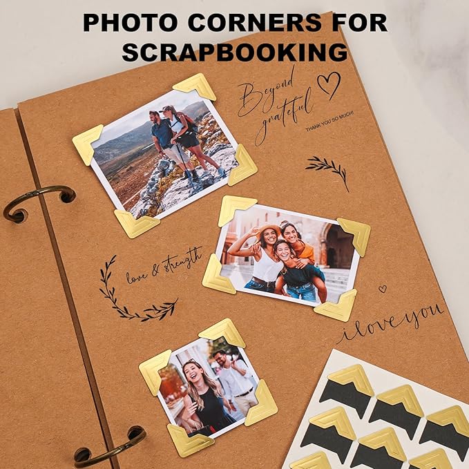 CHIALLCO Photo Corners 120 Pcs Gold Self-Adhesive Picture Mounting Corner - Image 5