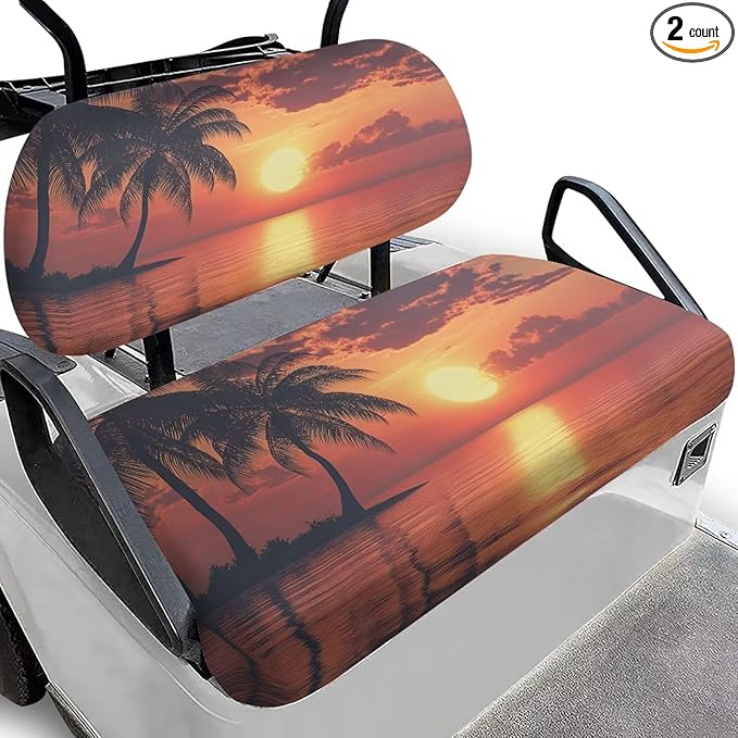 Suobstales Golf Cart Front and Rear Seat Cover Set for EZGO TXT RXV & Club Car DS 2 Passenger, Washable Bench Seat Covers Kit