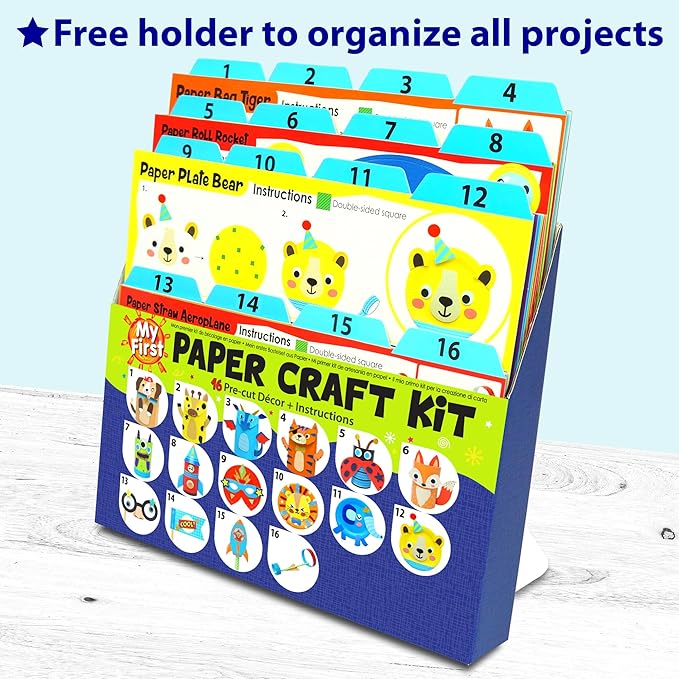 KRAFUN My First Safari Animal Paper Craft Kit, 16 DIY Arts and Crafts Zoo Animal - Image 3