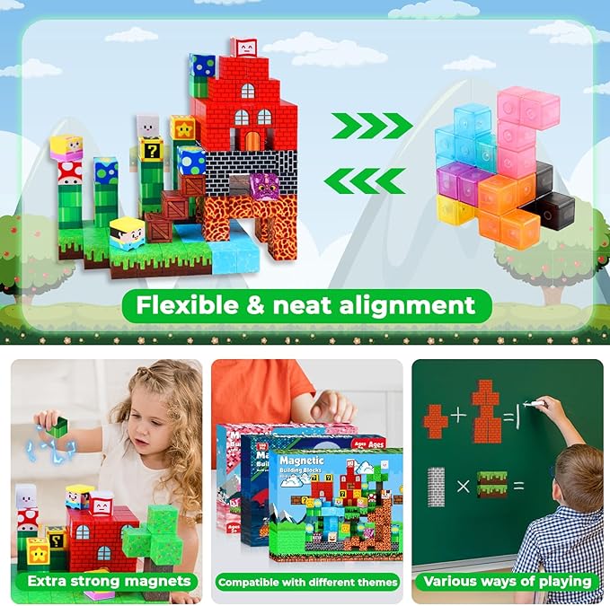 Magnetic Blocks-150 PCS Build Adventure Game Castle World Set - Image 5