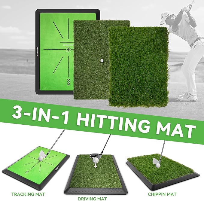 Golf Hitting Mat, Golf Training Mat for Swing Path Feedback Detection Batting,Extra Replaceable Golf Practice Mat, Golf Gifts for Men Women for Home Indoor Outdoor