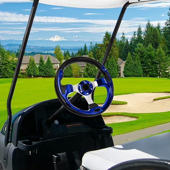Golf Cart Steering Wheel, Skid Steering Wheel, Universal Golf Cart for Club Car EZGO RXV and TXT, Yamaha, Precedent Tempo, DS