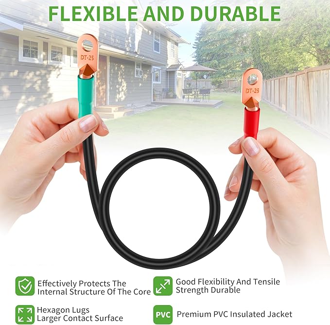 10L0L Golf Cart Battery Cables Fits for EZGO TXT 1994-UP 36 & 48 Volt with 4 Gauge 7 PCS AC/DC Wire 3 AWG Golf Cart Heavy Duty Battery Cables