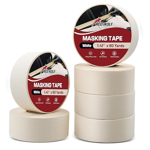 RED WOLF 1.41" x 60 Yards Masking Tape 6 Pack, General Purpose by REDWOLF
