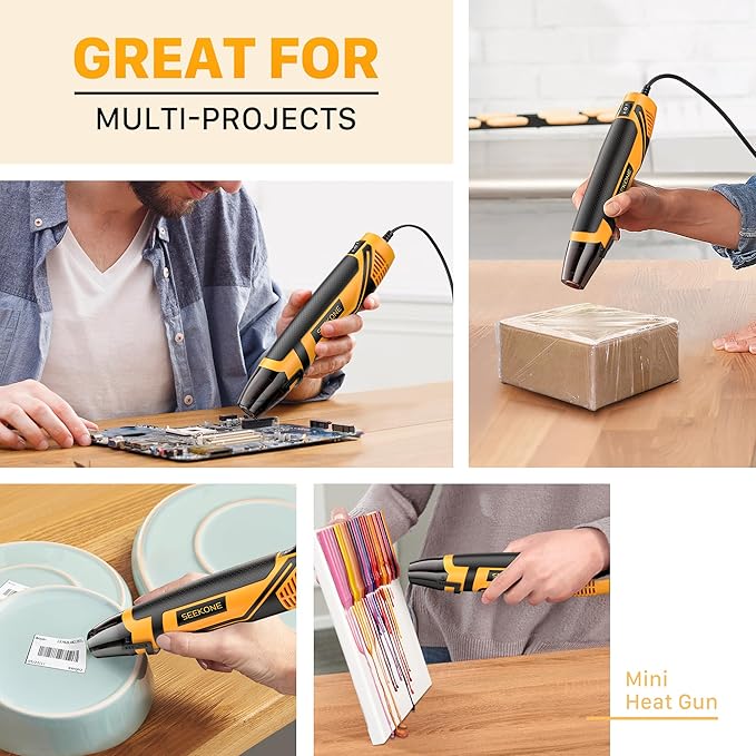 SEEKONE Mini Heat Gun, 350W 2-Temp Settings 500℉ & 842℉（260℃& 450℃） Fast Heat - Image 8