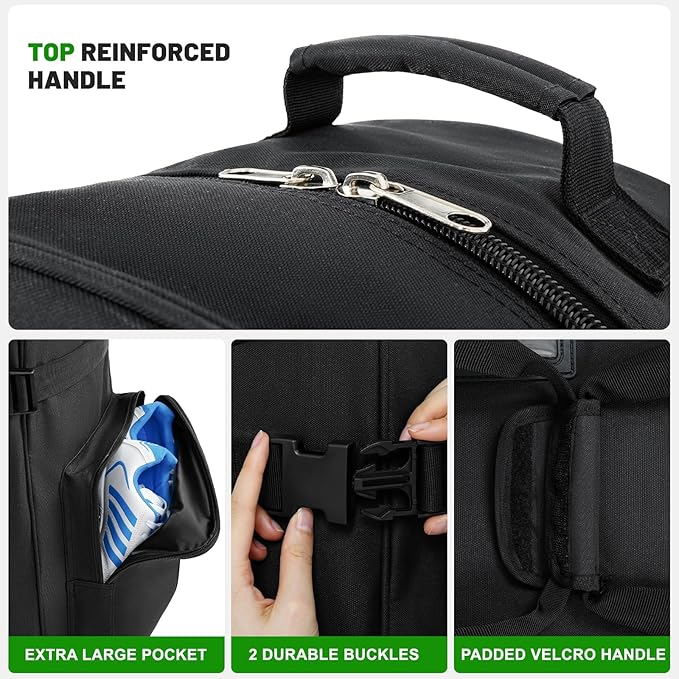 DAREKUKU Golf Travel Bags for Airlines with Adjustable Support Rod and Detachable Shoulder Straps, Hard case Top Soft Foldable Golf Club Travel Covers