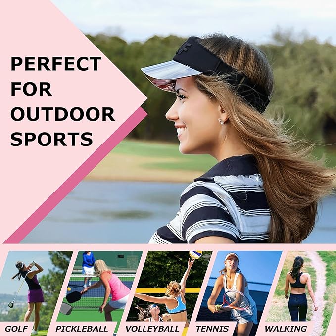Funky Junque Women's UV 50 Adjustable Sun Visor - Golf Tennis Pickleball - Sports Themes Solid Colors Easter Pastels