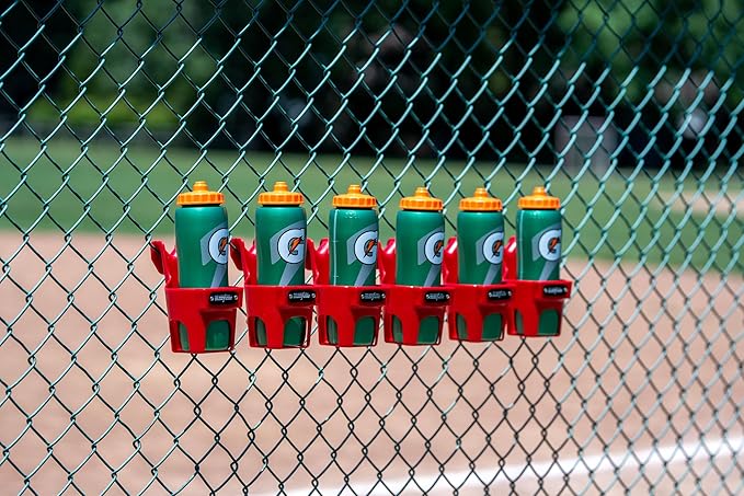 Fence Cup Holder | Drink Holder for Chain Link Fence | Fits Stanley, Yeti & Gatorade | Baseball Dugout, Softball, Pickleball & Tennis | Made in USA | The Fence Buddy (Red)