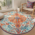 Lahome Washable Round Rugs 5'3"ft, Bohemian Orange Circle Rugs by Lahome