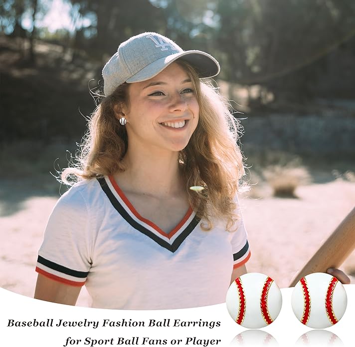 Baseball Earrings for Women Baseball Mom Accessories Essentials Game Day Fan Gifts Lightweight Sports Stud Earrings Jewelry Game Day Shirts Women