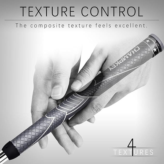 CHAMPKEY Comfortable Polyurethane Golf Grips 13 Pack - Multi Texture Control Golf Club Grips - Come with Full Repair Kits