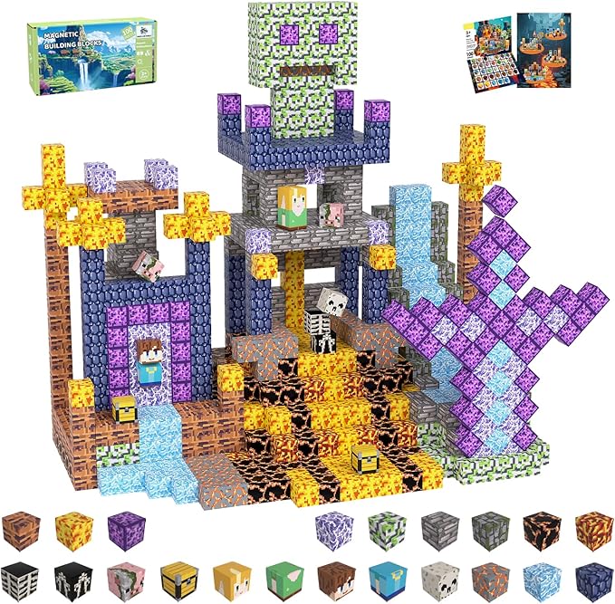 Magnetic Blocks, Magnetic Tiles Building Blocks, Magnet Cubes STEM Sensory Game by Unknown