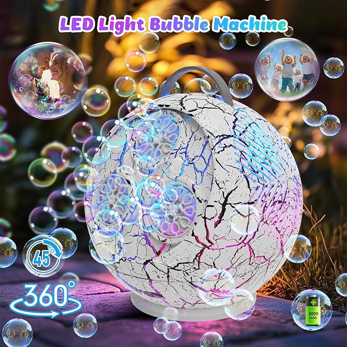Bubble Machine for Kids Toddlers, 45°/360° Rotatable Spherical Bubble Maker Toy - Image 2