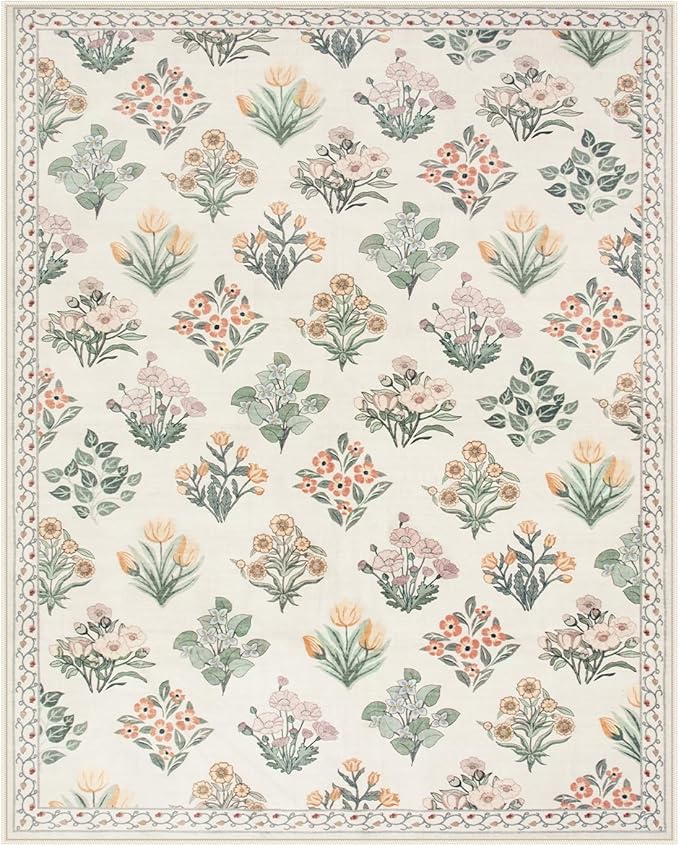 Wonnitar Floral Washable 8X10 Area Rugs, Soft Large Rugs - Image 8
