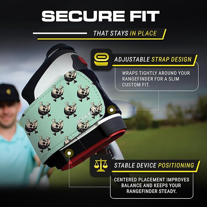 STICKIT Magnetic Rangefinder Strap | Strong Magnet Securely Holds to Golf Carts and Golf Clubs for Easy Access | Slim, Form Fitting, Size Adjustable