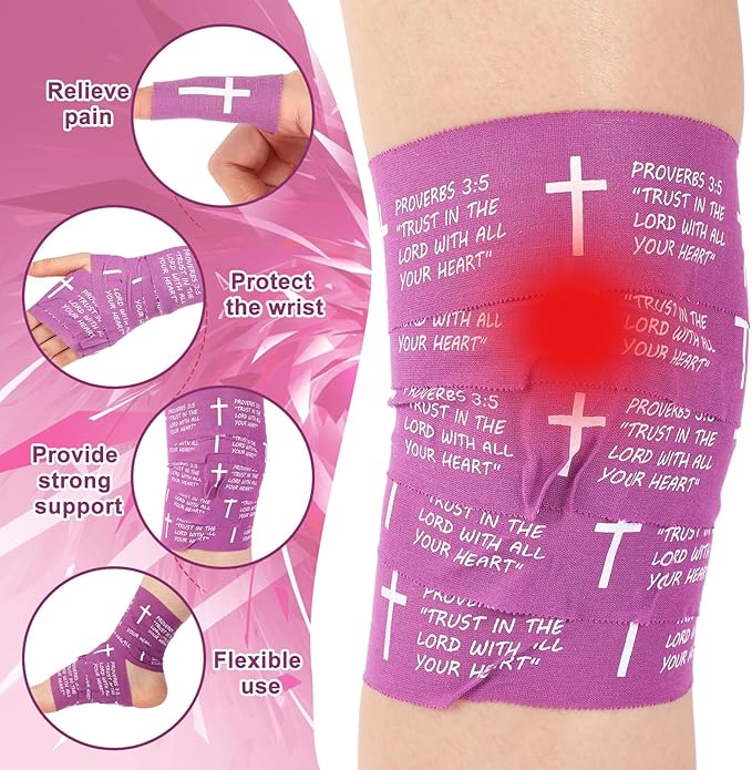 MiniInflat 2 Pcs Christian Cross Athletic Tape Sports Tape 2in x 23ft Religion Jesus Wrist Wrap for Soccer Football Baseball, Gift for Graduation Teacher Nurses Week Pentecost(Purple,Proverbs)