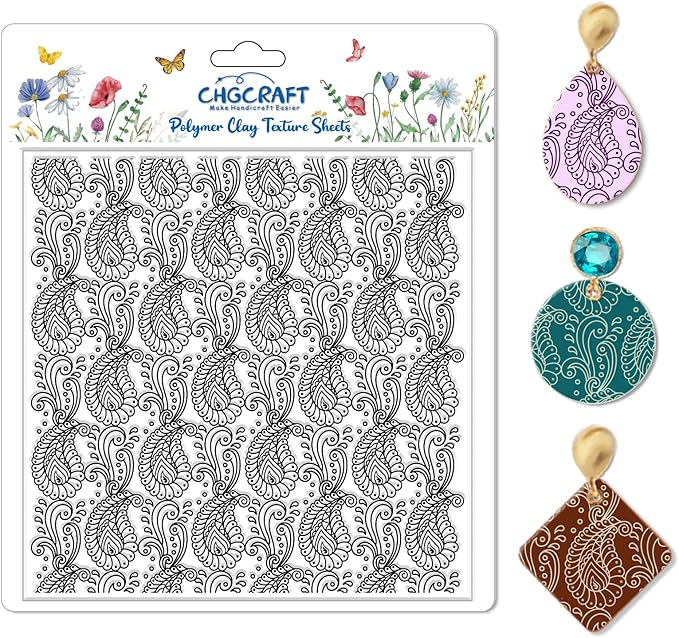 CHGCRAFT Paisley Pattern Polymer Clay Texture Sheets Retro Pattern Silicone by chgcraft