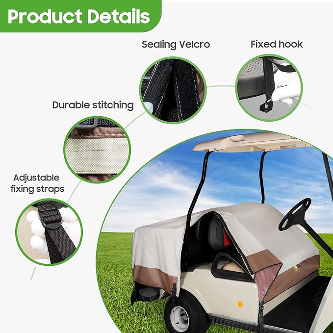 10L0L Waterproof Golf Cart Seat Cover, Universal for Yamaha EZGO Club Car 2+2 Seats Rain Covers | 600D Oxford Golf Cart Seat Protective Covers | Rain & Dust Protection | Easy On/Off for Daily Use