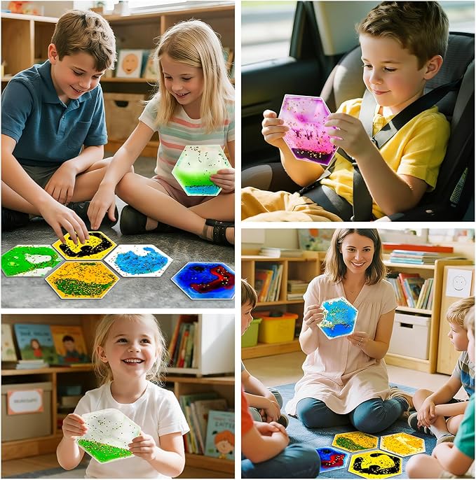 Squishy Liquid Sensory Tiles for Kids – Soft Colorful Hexagonal Tactile Play - Image 7