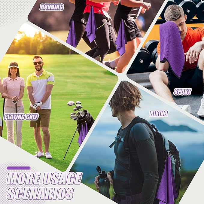 Batiyeer 30 Pcs Golf Towels Bulk for Bags 16'' x 16'' Microfiber Fabric Golf Towel with Clip Waffle Pattern for Men Mini Tournament Fitness Yoga Camping (Purple)