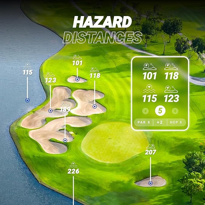Blue Tees Golf Player+ AI-Powered GPS Speaker - Touchscreen Display, 10+ Hour Battery, 40,000+ Courses, Visual & Audible Distances, Hazard Detection, IPX7 Waterproof (Black)